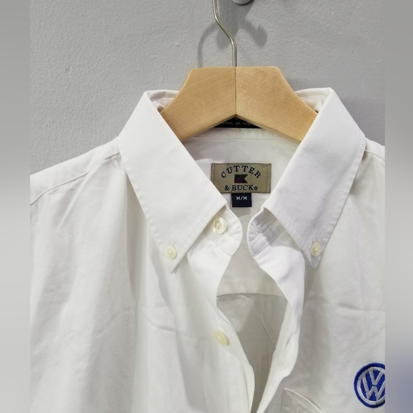 Cutter & Buck Volkswagen White Work Button Shirt Long Sleeve Cotton Mens Medium - Picture 4 of 8
